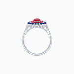 Load image into Gallery viewer, Vintage Style Pear Shape Mosaic Ring with French-Cut and Cabochon Borders