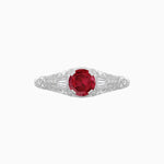 Load image into Gallery viewer, Vintage-Inspired Round Cut Ring with Tapered Diamond Accents and Hand-Engraved Details