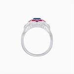 Load image into Gallery viewer, Vintage Floral Halo Ring Mounting with Cushion Cut Center Stone and Diamond Accents