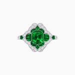 Load image into Gallery viewer, Vintage Floral Halo Ring Mounting with Cushion Cut Center Stone and Diamond Accents
