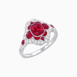 Load image into Gallery viewer, Vintage Floral Halo Ring Mounting with Cushion Cut Center Stone and Diamond Accents