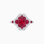 Load image into Gallery viewer, Vintage Floral Halo Ring Mounting with Cushion Cut Center Stone and Diamond Accents