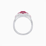 Load image into Gallery viewer, Vintage Floral Halo Ring Mounting with Cushion Cut Center Stone and Diamond Accents