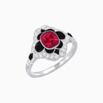 Load image into Gallery viewer, Vintage Floral Halo Ring Mounting with Cushion Cut Center Stone and Diamond Accents