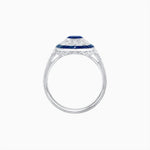 Load image into Gallery viewer, Art Deco Style Oval Ring with French-Cut Gemstone Halo and Diamond Accents