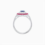 Load image into Gallery viewer, Art Deco Style Oval Ring with French-Cut Gemstone Halo and Diamond Accents