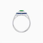 Load image into Gallery viewer, Art Deco Style Oval Ring with French-Cut Gemstone Halo and Diamond Accents