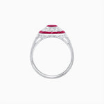 Load image into Gallery viewer, Art Deco Style Oval Ring with French-Cut Gemstone Halo and Diamond Accents