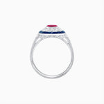 Load image into Gallery viewer, Art Deco Style Oval Ring with French-Cut Gemstone Halo and Diamond Accents