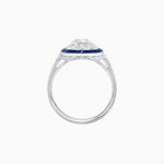 Load image into Gallery viewer, Art Deco Style Oval Ring with French-Cut Gemstone Halo and Diamond Accents