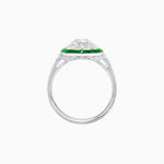 Load image into Gallery viewer, Art Deco Style Oval Ring with French-Cut Gemstone Halo and Diamond Accents