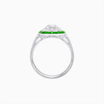 Load image into Gallery viewer, Art Deco Style Oval Ring with French-Cut Gemstone Halo and Diamond Accents