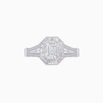 Load image into Gallery viewer, Emerald Cut Halo Mounting Ring with Baguette & Round Diamonds