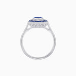 Load image into Gallery viewer, Art Deco-Inspired Marquise Halo Ring with Scalloped Diamond Motif Custom Center Stone | Sculptural Elegance | Vintage-Inspired Craftsmanship