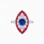 Load image into Gallery viewer, Art Deco-Inspired Marquise Halo Ring with Scalloped Diamond Motif Custom Center Stone | Sculptural Elegance | Vintage-Inspired Craftsmanship
