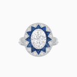 Load image into Gallery viewer, Art Deco Inspired Oval Starburst Calibré-Cut Halo Ring