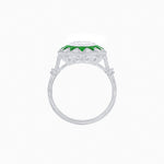 Load image into Gallery viewer, Art Deco Inspired Oval Starburst Calibré-Cut Halo Ring