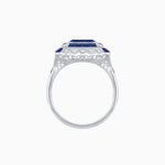 Load image into Gallery viewer, Art Deco Style Double Halo Asscher Cut Ring with Customizable French-Cut Gemstone (Mounting)