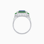 Load image into Gallery viewer, Art Deco Style Double Halo Asscher Cut Ring with Customizable French-Cut Gemstone (Mounting)