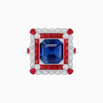 Load image into Gallery viewer, Art Deco Style Double Halo Asscher Cut Ring with Customizable French-Cut Gemstone (Mounting)