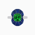 Load image into Gallery viewer, Art Deco Inspired Cushion-Cut Center and Calibré-Cut Gemstone Cocktail Ring