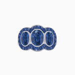 Load image into Gallery viewer, Art Deco Style Three-Stone Engagement Ring with Diamond and Gemstones