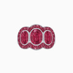 Load image into Gallery viewer, Art Deco Style Three-Stone Engagement Ring with Diamond and Gemstones