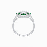 Load image into Gallery viewer, Vintage Inspired Diamond & Half Moon Sapphire Halo Ring