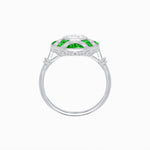 Load image into Gallery viewer, Vintage Inspired Diamond & Half Moon Sapphire Halo Ring