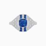 Load image into Gallery viewer, Vintage Inspired Sapphire & Diamond Ring