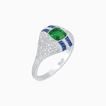 Load image into Gallery viewer, Vintage Inspired Sapphire & Diamond Ring