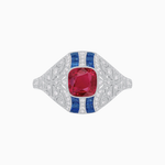 Load image into Gallery viewer, Vintage Inspired Sapphire & Diamond Ring