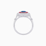 Load image into Gallery viewer, Art Deco Inspired Cushion Gemstone & Diamond Halo Ring