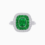Load image into Gallery viewer, Art Deco Inspired Cushion Gemstone & Diamond Halo Ring