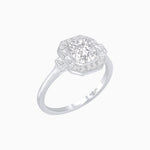 Load image into Gallery viewer, Art Deco-Inspired Cushion Halo Ring Mounting with Baguette and Round Diamonds Custom Center Stone | Bold Symmetry | Hand-Applied Milgrain