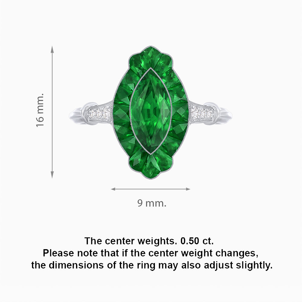 Marquise Halo Ring Mounting with Custom Gemstone Frame and Cathedral Band Custom Center Stone | Sculptural Symmetry | Vintage-Inspired Elegance