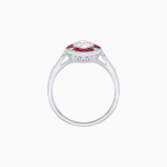 Load image into Gallery viewer, Art Deco Inspired Marquise Cut Calibré Gemstone Halo Ring