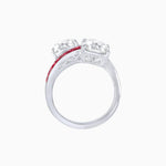 Load image into Gallery viewer, Bypass Toi et Moi Ring with Cushion Cut Gemstones and French-Cut Accents