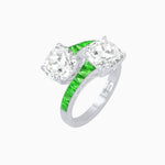 Load image into Gallery viewer, Bypass Toi et Moi Ring with Cushion Cut Gemstones and French-Cut Accents