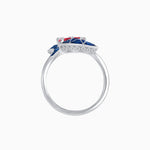 Load image into Gallery viewer, Art Deco Style Fan Motif Ring with Round Center Stone and Calibre-Cut Gemstone Accents