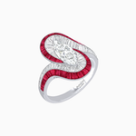 Load image into Gallery viewer, Art Deco Style Marquise Cut Wave Ring Mounting with Baguette Diamonds and Calibre-Cut Gemstones