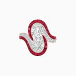 Load image into Gallery viewer, Art Deco Style Marquise Cut Wave Ring Mounting with Baguette Diamonds and Calibre-Cut Gemstones