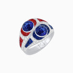 Load image into Gallery viewer, Art Deco Style Two-Ring Set with Round Center Stones and French-Cut Gemstone Accents
