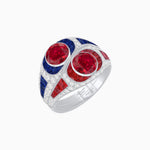 Load image into Gallery viewer, Art Deco Style Two-Ring Set with Round Center Stones and French-Cut Gemstone Accents