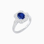 Load image into Gallery viewer, Art Deco Oval Cut Gemstone Ring with Diamond Halo and Baguette Accents
