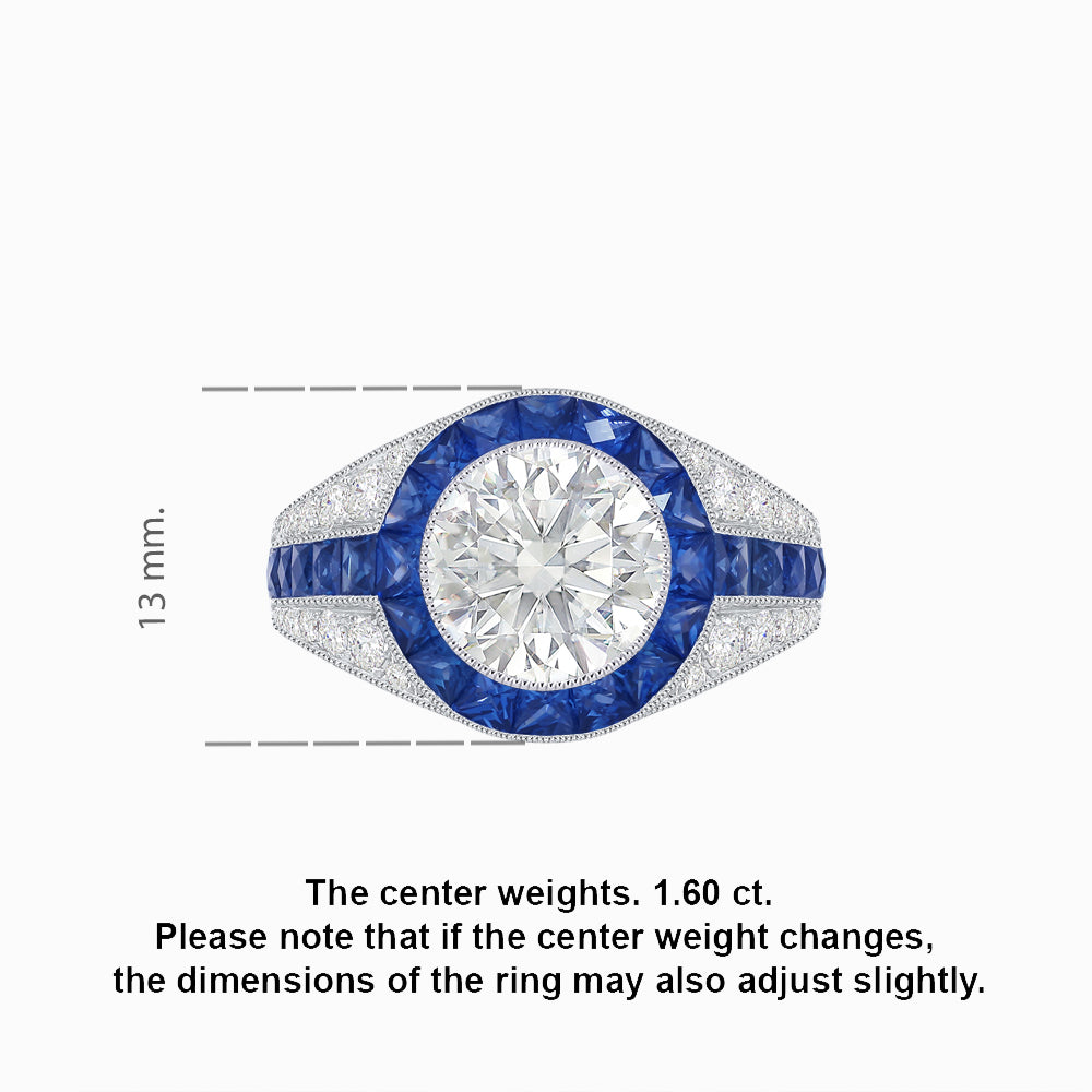 Art Deco Inspired Domed Diamond Ring with Geometric Gemstone Inlay Geometric Elegance | Sculpted Setting | Customizable Center Stone