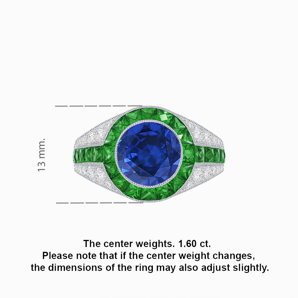 Art Deco Inspired Domed Diamond Ring with Geometric Gemstone Inlay Geometric Elegance | Sculpted Setting | Customizable Center Stone