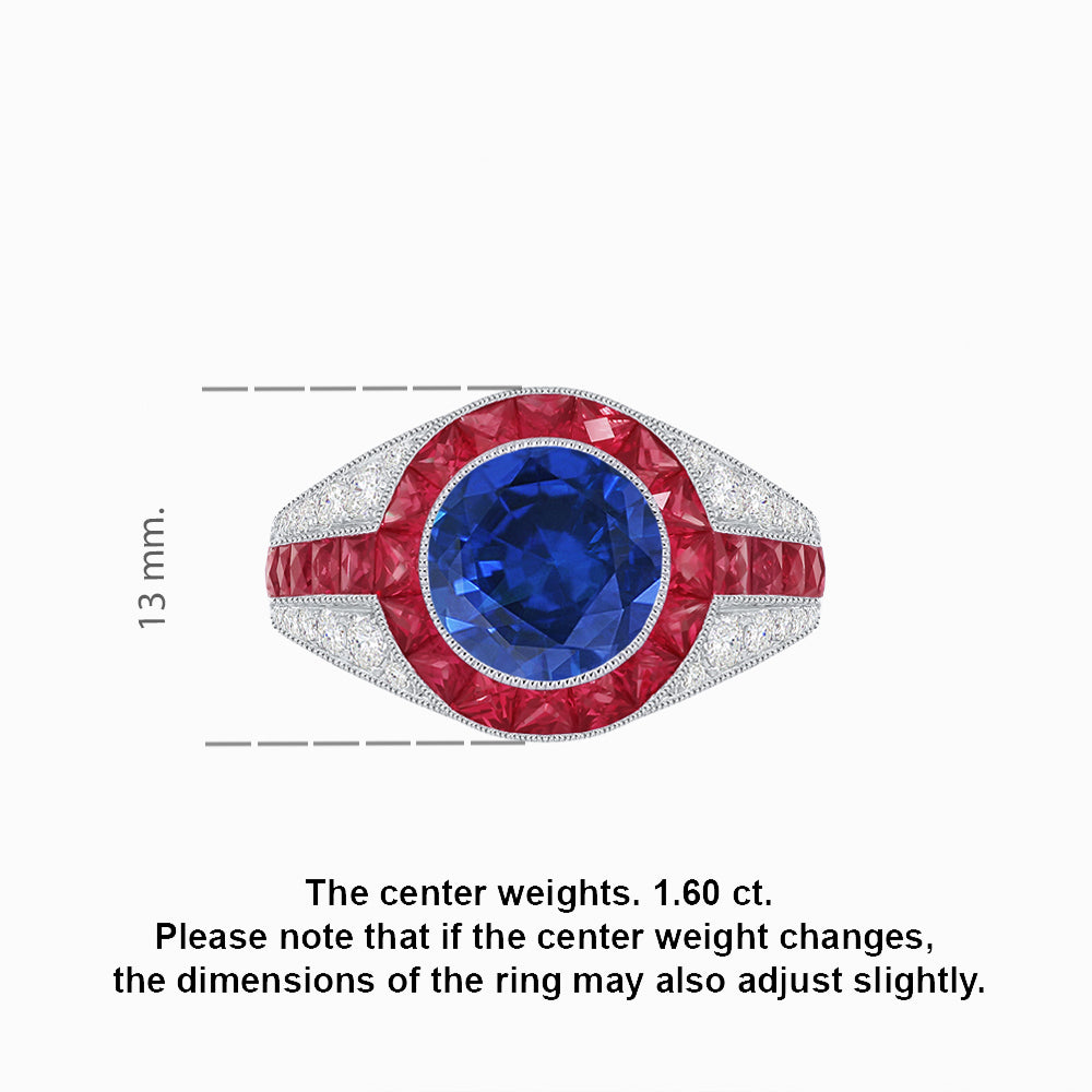 Art Deco Inspired Domed Diamond Ring with Geometric Gemstone Inlay Geometric Elegance | Sculpted Setting | Customizable Center Stone