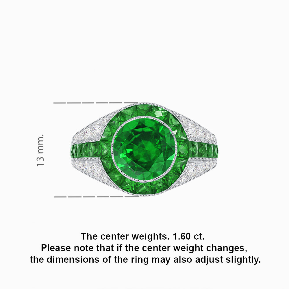 Art Deco Inspired Domed Diamond Ring with Geometric Gemstone Inlay Geometric Elegance | Sculpted Setting | Customizable Center Stone