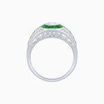 Load image into Gallery viewer, Art Deco Inspired Oval Cut Ring with Calibré Gemstone Halo and Diamond Accents